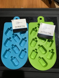Popsicle Novelty Ice Cube - Ice Mold Tray - 10 Mold Tray - Blue & Green - Picture 1 of 4