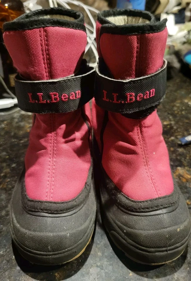 LL Bean Niño Pequeño Talla 7 Rosa y Negro Aislado Forrado Nieve Invierno Botas Exterior Foto 1 de 4