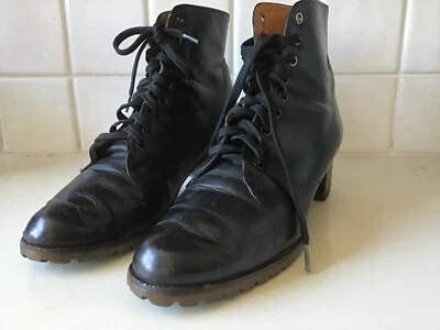BOTINES CON CORDONES VINTAGE PARA MUJER ROBERT CLERGERIE CUERO NEGRO TALLA 8 B FRENCE Foto 1 de 4