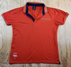 TKC The Kings Child Logo Orange Polyester Lightweight Polo Shirt Mens Medium - Picture 1 of 9