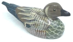 Vintage Figure Hand Carved Wooden Duck ART Statue Sculpture 1.5"x3" Decor - Picture 1 of 8