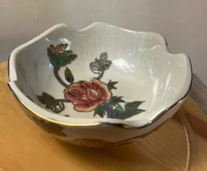 Vintage Chinese Toya Hand Painted Rose Silver/gold 6” Bowl - Picture 1 of 7