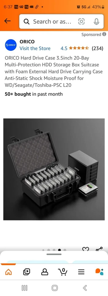 ORICO Hard Drive Case 20 Bay Shockproof Anti-Static for for WD/Seagate/Toshiba - Image 1 of 4