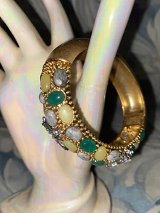 Cabi Tide Pool Bracelet Hinged Bangle Cuff Rhinestone Starfish 3 1/4 x 2 1/4 Vtg - Picture 1 of 4