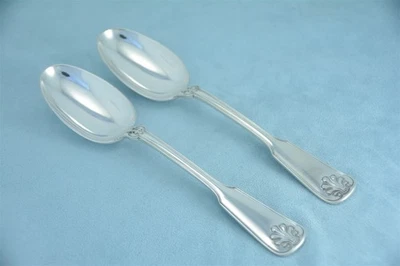 2 Tiffany & Co Shell & Thread Sterling 7" Oval Soup Place Spoon No Monogram - Image 1 of 4