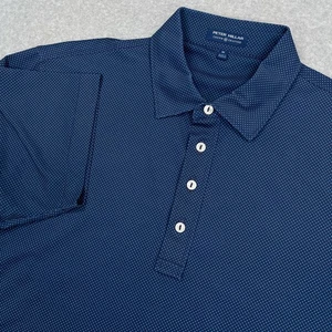 Camisa polo de golf Peter Millar Crown artesanal para hombre mediana azul lunares sin logotipo - Imagen 1 de 10