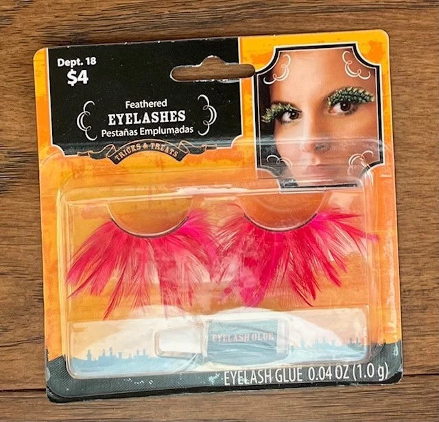 NEW!~Halloween Costume~"Pink" Glue Stick-On Feathered Eyelashes - Image 1 of 1