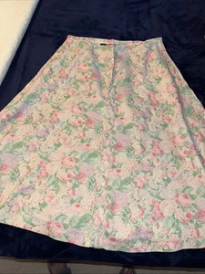 Lauren Ralph Lauren 100% Linen Midi Skirt Peach Womens Size 16W Coastal A Line - Picture 1 of 7