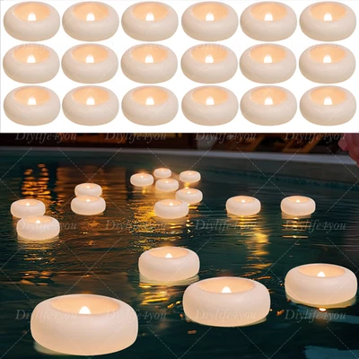 24PCS Flickering Waterproof LED Floating Candles Tealights Water-Activated Pool - Image 1 of 4