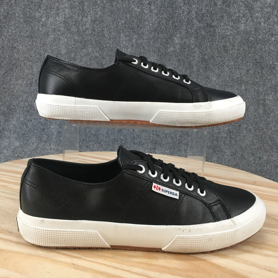 Superga Shoes Womens 9.5 Mens 8 2750 Nappa Sneakers Black Lace Up S8115BW-C39 - Image 1 of 4
