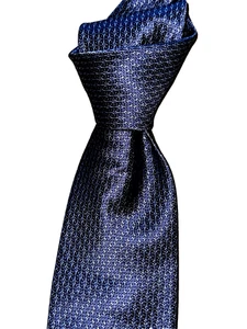 $295 NWT BRIONI Blue w/White geometrics 3.6" Woven silk handmade neck tie ITALY - Picture 1 of 6