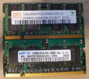 Samsung 512mb 2Rx16 PC2-4200S and Hynix 1GB 2Rx8 PC2-5300S Ram memory - Picture 1 of 2