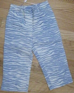 New BLUMARINE Girl 5 Capri Pants ZEBRA Jeans Swarovski Crystal Elas Waist Animal - Picture 1 of 12
