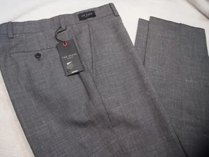 Ted Baker Jerome Wool Silk & Linen Dress Pants NWT $278 33 Waist Modern Fit Grey - Picture 1 of 10