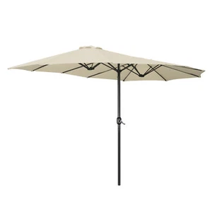 15FT Double-sided Twin Patio Umbrella Sun Shade Crank Outdoor Garden Market Sand - Picture 1 of 12