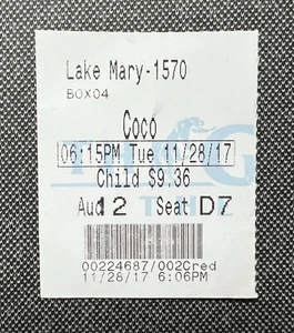 Vintage 2017 Pixar Coco Movie Ticket Stub 11/28/17 - Opening Weekend!!! - Picture 1 of 1
