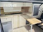 VW T4 LWB Camper Kitchen units in solid oak and cream gloss