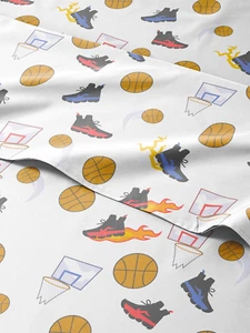 Kids Basketball Twin 3 Piece Sheet Set - Boys, Girls, Teens, Toddler - Easy Fit - Picture 1 of 8