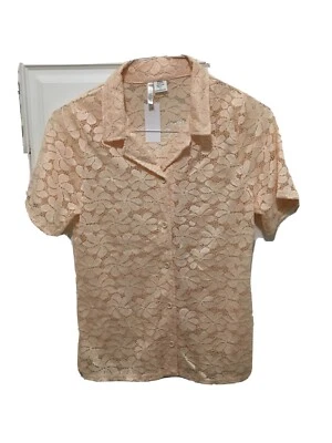 Kaktus women's size S Lace Button Up Shirt, Short Sleeve.  New. - Image 1 of 4