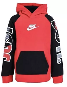 NEW Nike Just Do It Boys Pull Over Hoodie Jacket Red Black Size 5 S - Bild 1 von 9