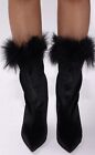 Fashionova womens faux suede furry black boots size 10