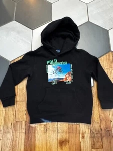Polo Ralph Lauren Youth Black Polo Expedition BMX Graphic Pullover Hoodie Size 6 - Picture 1 of 4