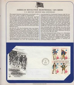 1975 Uniforms of Armed Services Sc 1568a on PCS info page with Art Craft cachet - Picture 1 of 1