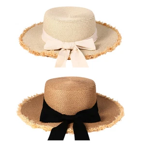 Wide Brim Straw Boater Hat for Women Foldable Travel Beach Fedora Panama Sun Hat - Picture 1 of 24