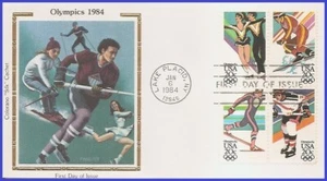 Juegos Olímpicos de Invierno USA5 #2067-70 U/A COLORANO SILK FDC BL4 - Imagen 1 de 1