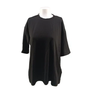 NWT DAZY Women Oversized T-shirt SMALL(4-6) Black Ribbed Knit Pullover - Picture 1 of 13