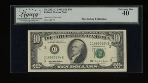 DBR 1995 $10 FRN Philadelphia Fr. 2032-C Legacy XF-40 Serial C18890564B - Picture 1 of 2