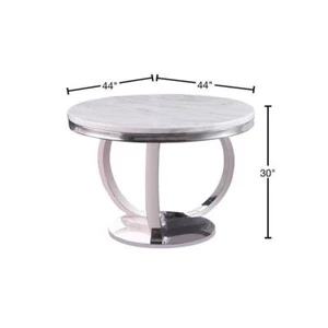 Best Master Furniture Dining Table 30" H X 44" L, Metal Frame, White Faux Marble - Picture 1 of 3