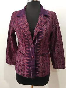 Designer Red Purple Pink Retro Vintage 60s Chevron Stripe Costume Jacket 8 Small - Picture 1 of 7