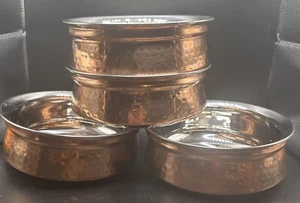 4 Serving Bowls~Individual Hammered Copper w/ Stainless Steel Double Wall~ - Picture 1 of 6