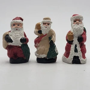 Vintage Miniature Christmas Santa Ceramic 2"H Set of 3 Minor Wear - Picture 1 of 7