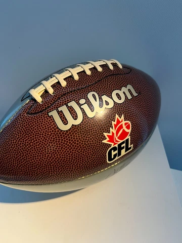 CFL Football Calgary Stampeders TEAM Autographed Signed Ball Wilson BURRIS Cover