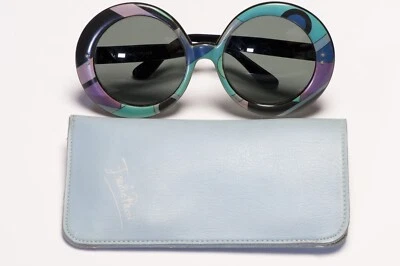 Emilio Pucci 1960’s Large Green Purple Blue Round Women’s Sunglasses - Image 1 of 4