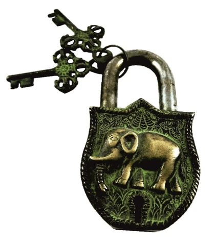 Elephant Shape Door Lock Victorian Style Handmade Solid Brass Padlock Home Décor Cover