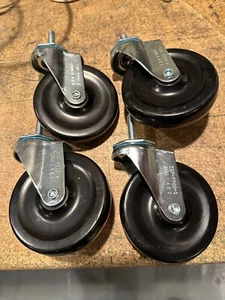 x4 Set Casters Wheels for Shelving Units 4" Wheels With  3/8" Screw NEW UNUSED - Picture 1 of 8