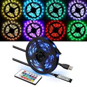 LED Strip Light Bar TV Back Lighting Kit+USB Remote Control 5V 5050 RGB Decorate - Picture 1 of 20