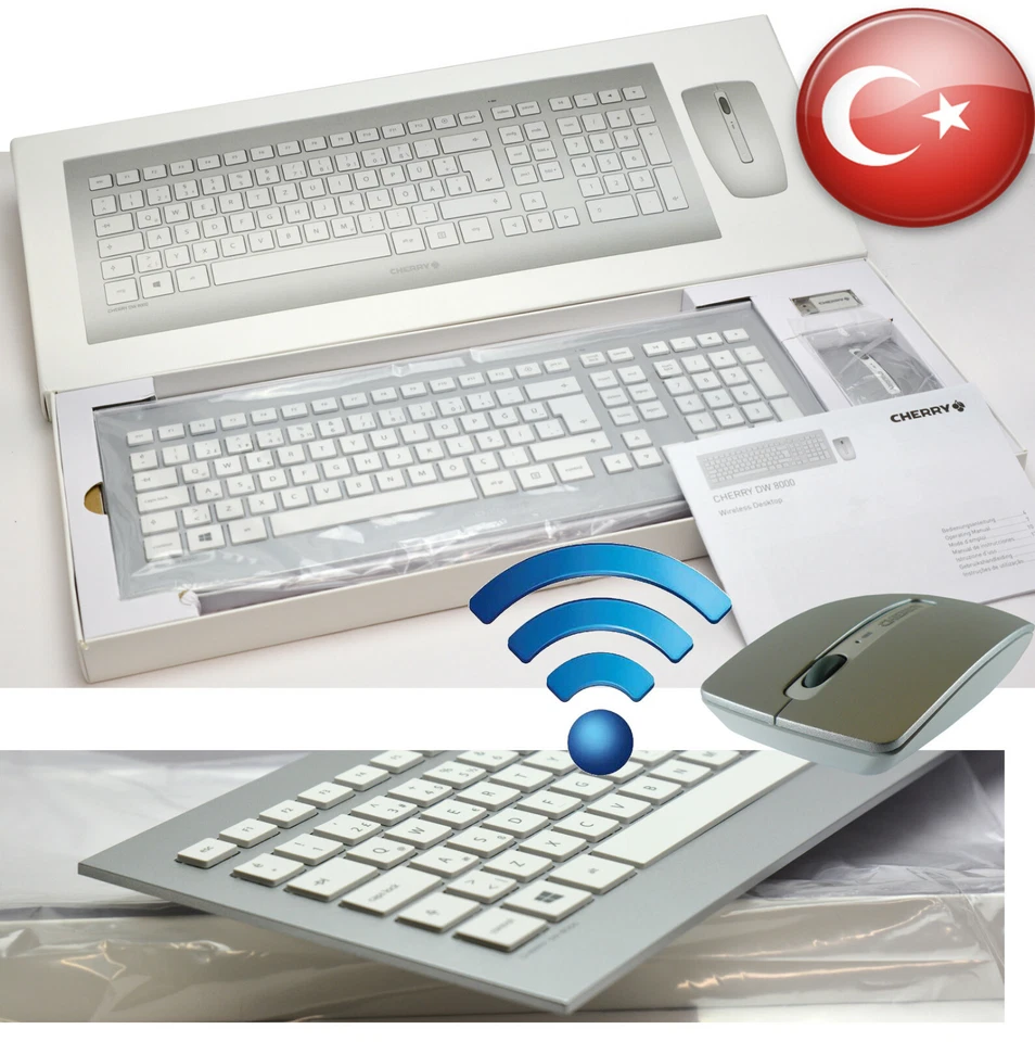 Keyboard Aluminum Coating Incl. Funkmouse Cherry DW8000 Wireless 2,4 GHZ Turkish - Image 1 of 1