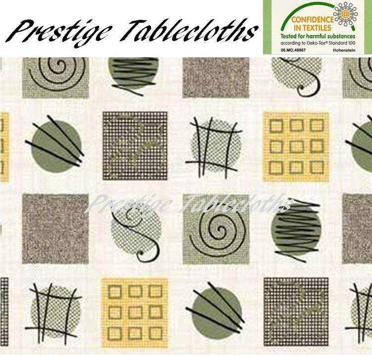 Circles Squares PVC Vinyl Wipe Clean Tablecloth - ALL SIZES - Code: F704-4 - Image 1 of 1