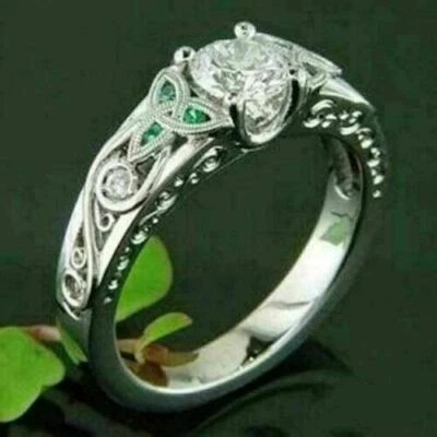 2Ct Round Lab Created Diamond Celtic Knot Engagement Ring 14K White Gold Plated - Image 1 of 4