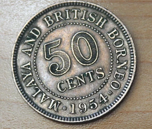 1954 Malaya & British Borneo 50 Cents - Picture 1 of 2