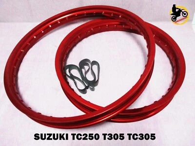 SUZUKI TC250 T305 TC305   F & R ALUMINIUM RED WHEEL RIM SET  *nan5053* Foto 1 de 4
