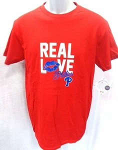 Philadelphia Phillies Baseball Real Love Ladies Short Sleeve T-Shirt Red - Picture 1 of 1