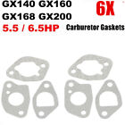 6X Carburetor Carb Gasket Set For Honda Gx168 Gx160 Gx200 5.5Hp 6.5Hp 168F Motor