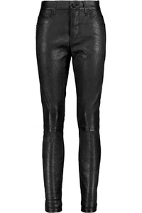 $995 RtA Road to Awe Ryder Lambskin Leather Mid Rise Slouchy Slim Pants Jeans 26 - Picture 1 of 12