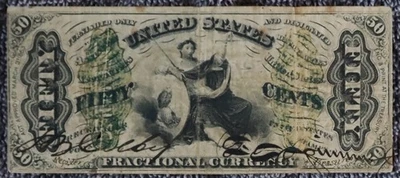 Lady Justice US 50c (50 cent) Fractional Currency - 4th Issue - Handwritten Sig. - Image 1 of 2