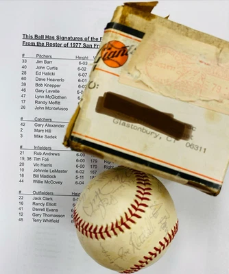 1977 Giants Team Signed Autograph NL Baseball - McCovey, Madlock, Clark 23 Autos - Image 1 of 4